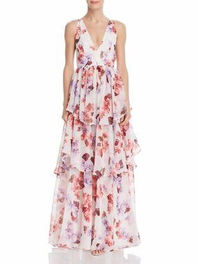 FAME AND PARTNERS Halter Floral Evening Dress 1888